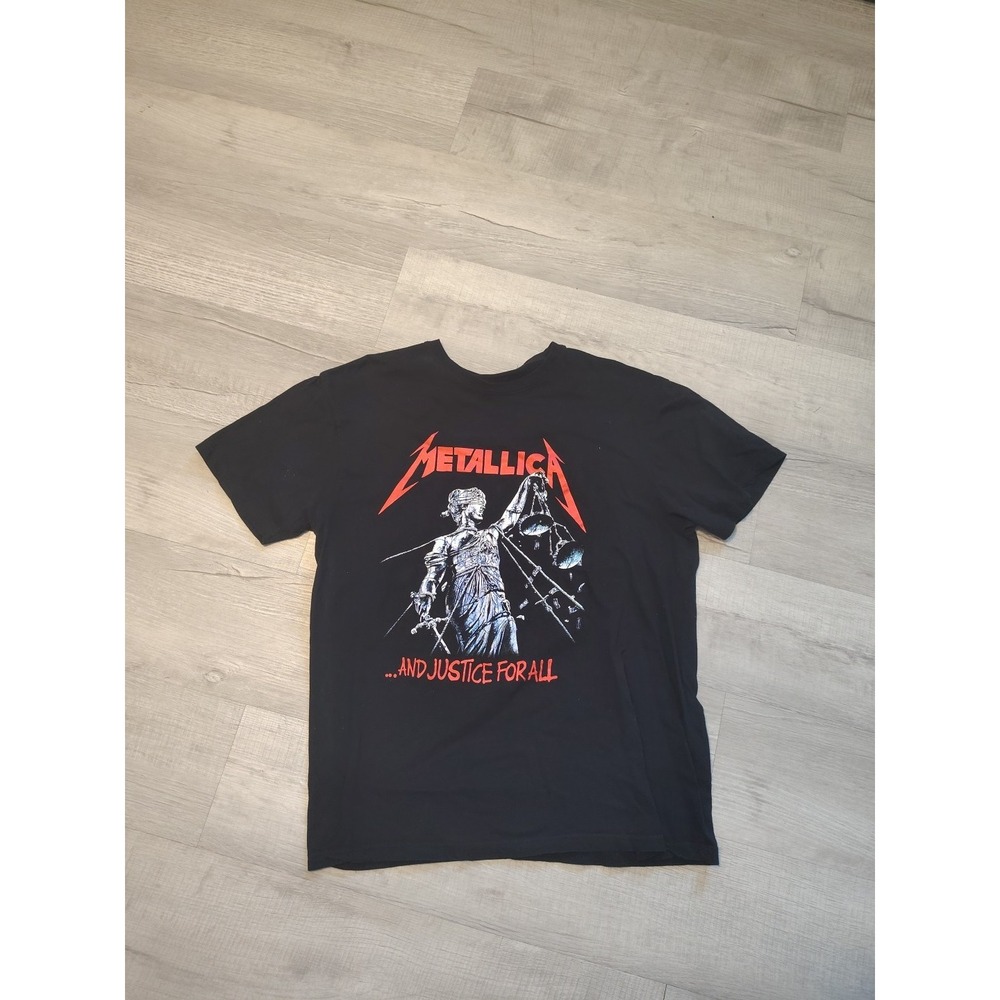 Metallica Shirt Mens XL Black And‎ Justice For All Album Art Retro Metal Rock
